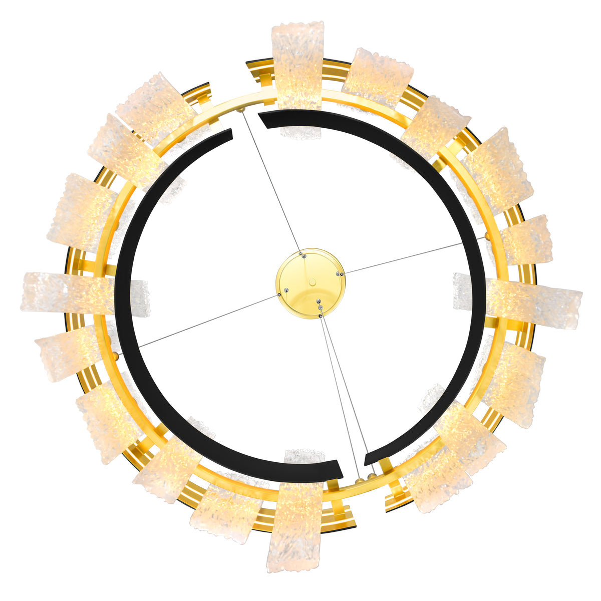 Guadiana Integrated LED 24in Black Chandelier with Handcrafted Glass