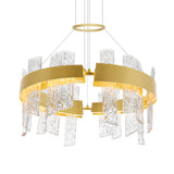 Guadiana Integrated LED 24in Satin Gold Chandelier with Handcrafted Glass