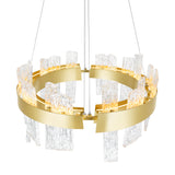 Guadiana Integrated LED 24in Satin Gold Chandelier with Handcrafted Glass