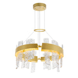 Guadiana Integrated LED 24in Satin Gold Chandelier with Handcrafted Glass
