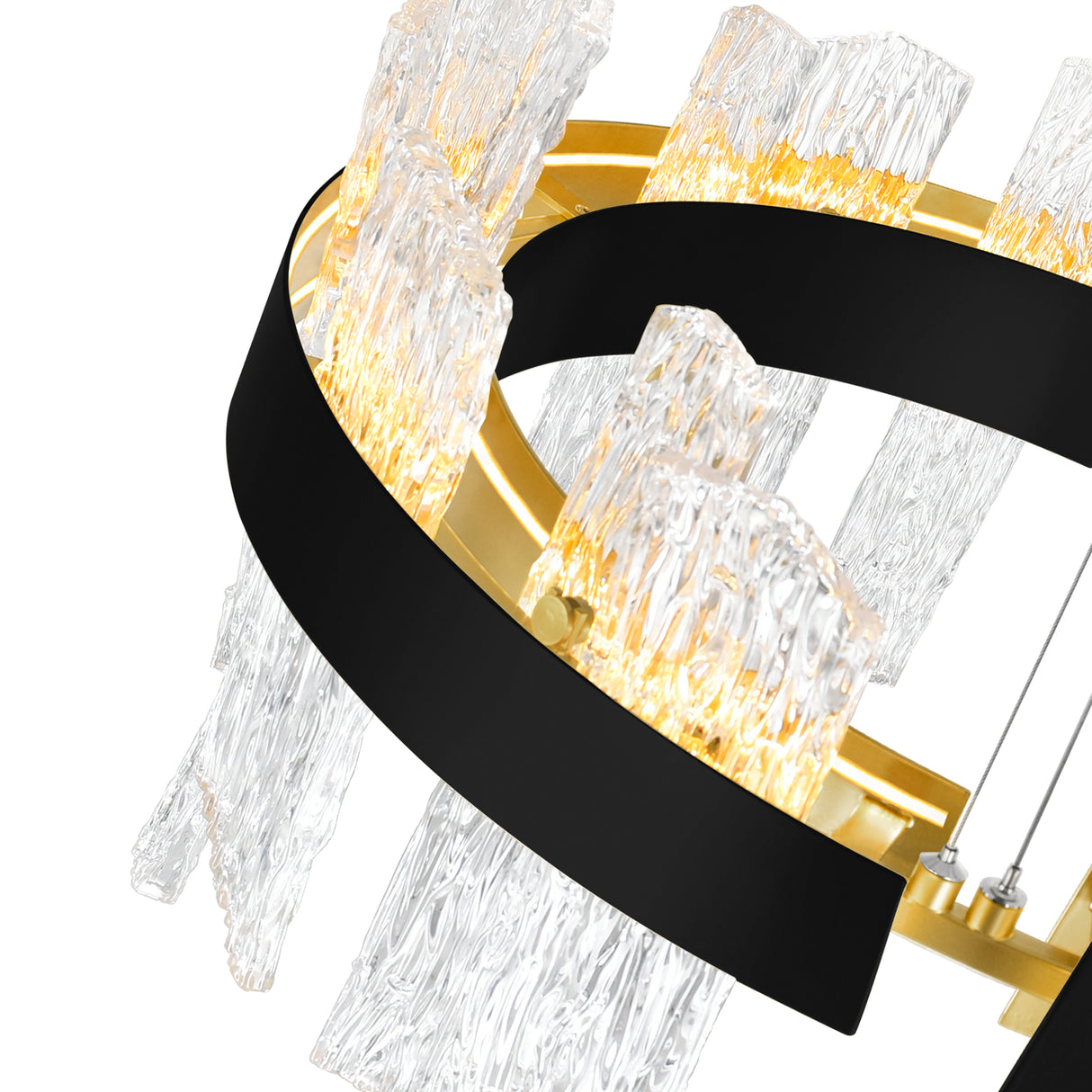 Guadiana Integrated LED 32in Black Chandelier with Handcrafted Glass