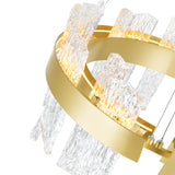 Guadiana Integrated LED 32in Satin Gold Chandelier with Handcrafted Glass
