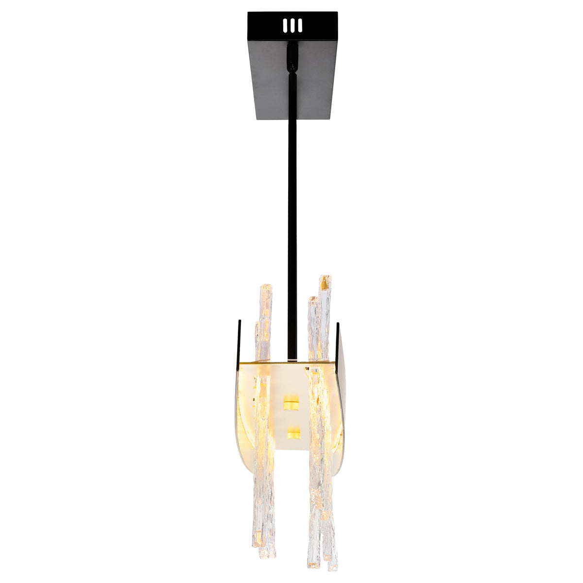 Guadiana Integrated LED 39in Black Chandelier with Handcrafted Glass