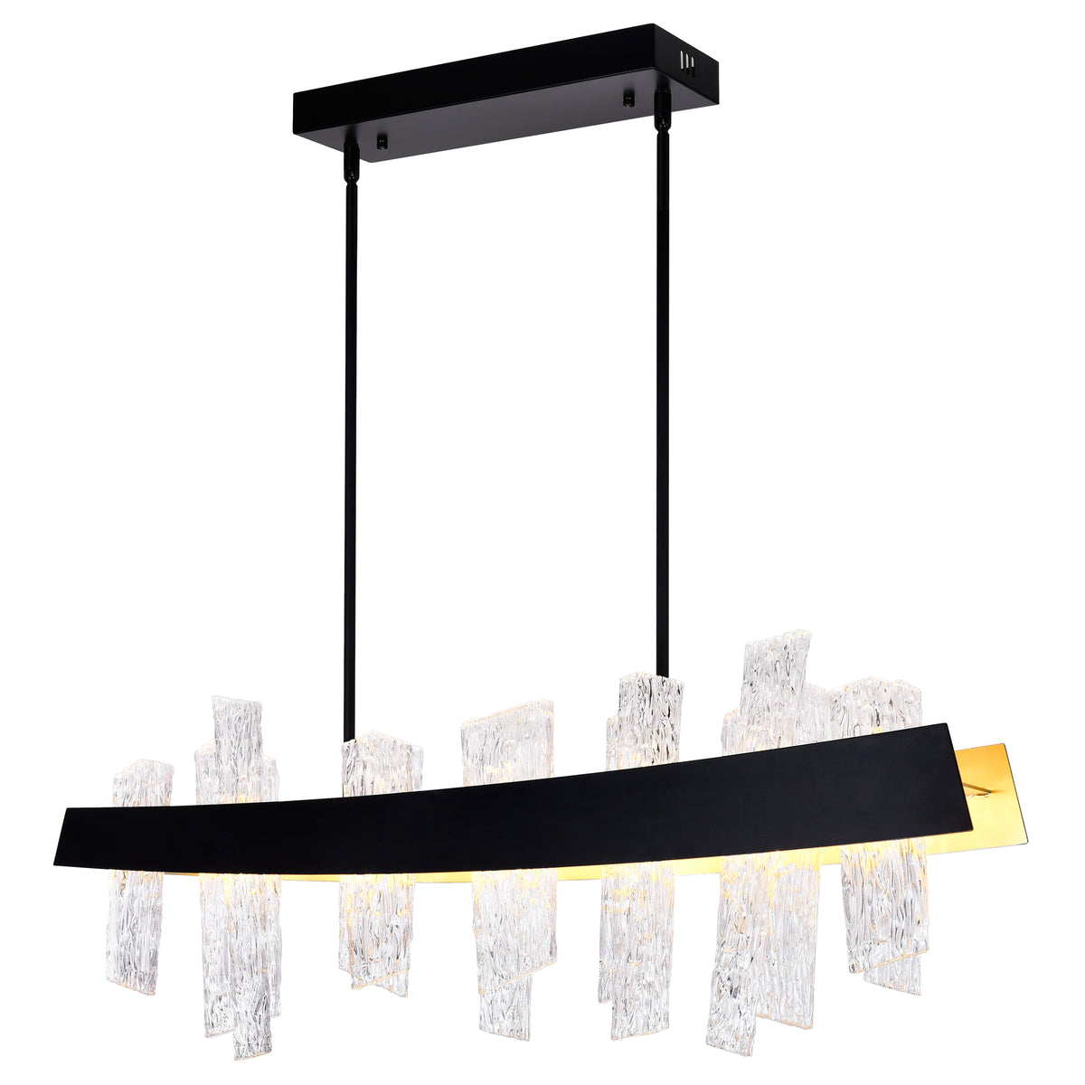 Guadiana Integrated LED 39in Black Chandelier with Handcrafted Glass
