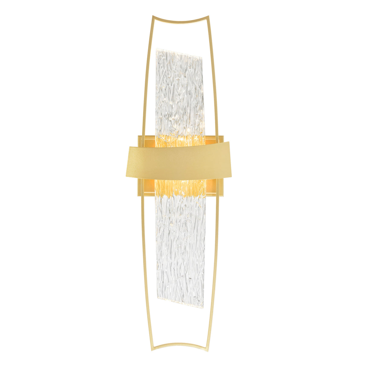 Guadiana Integrated LED 8in Satin Gold Wall Light with Handcrafted Glass
