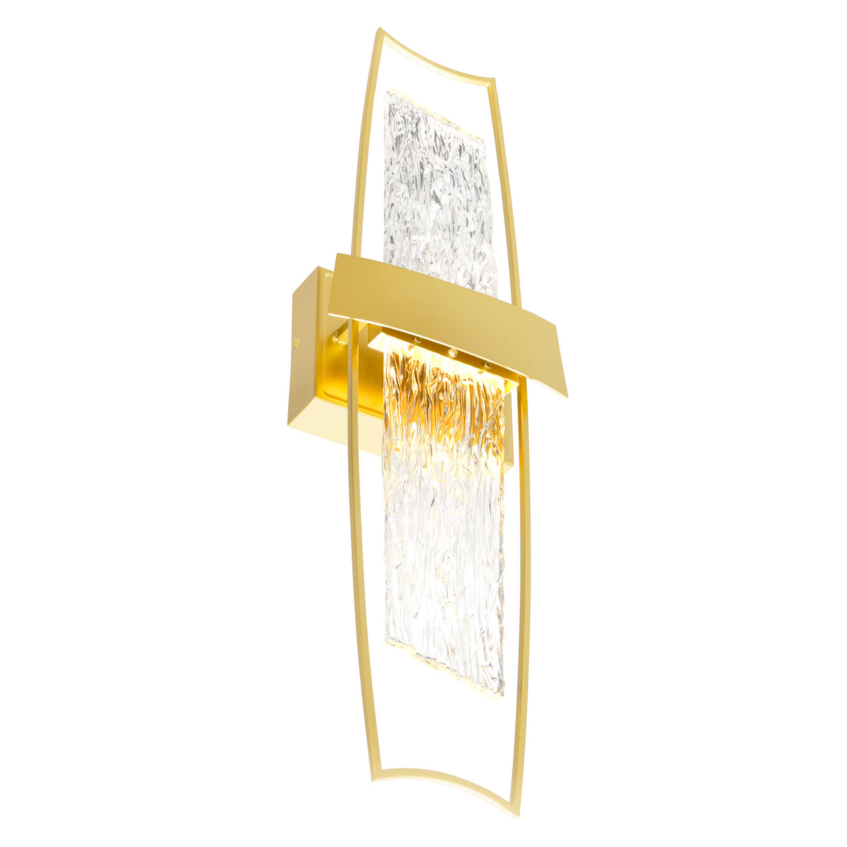 Guadiana Integrated LED 8in Satin Gold Wall Light with Handcrafted Glass
