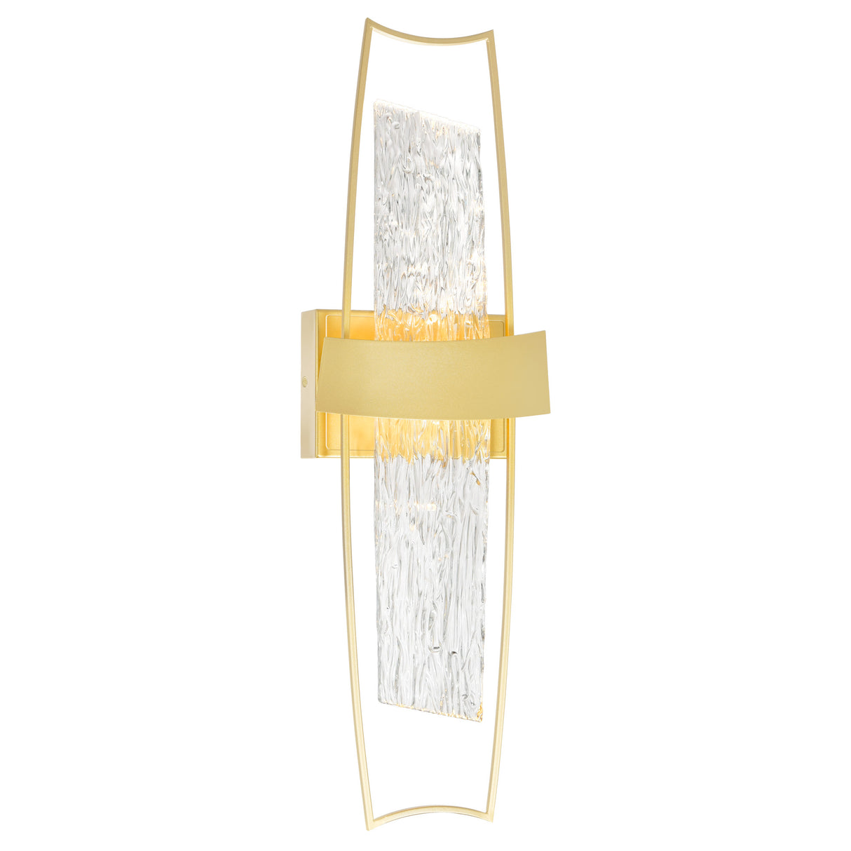 Guadiana Integrated LED 8in Satin Gold Wall Light with Handcrafted Glass
