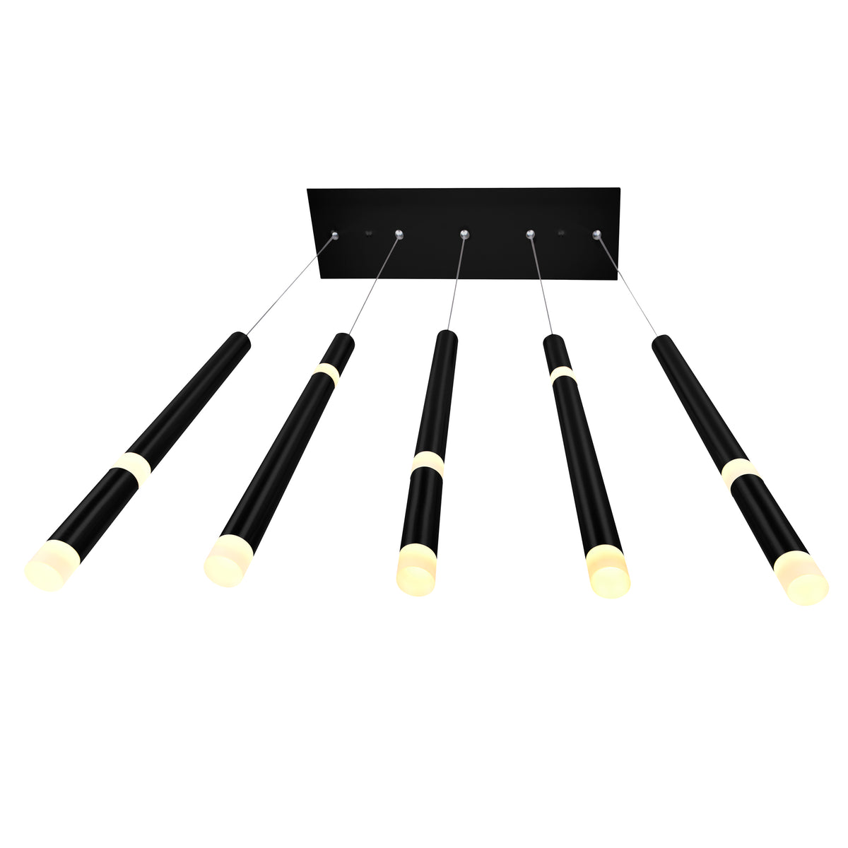 Flute 5 Light LED Chandelier With Black Finish