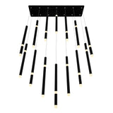 Flute Integrated LED 32in Black Chandelier