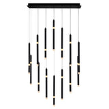 Flute Integrated LED 32in Black Chandelier