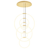 Hoops Integrated LED 35in 6 Ring Satin Gold Chandelier