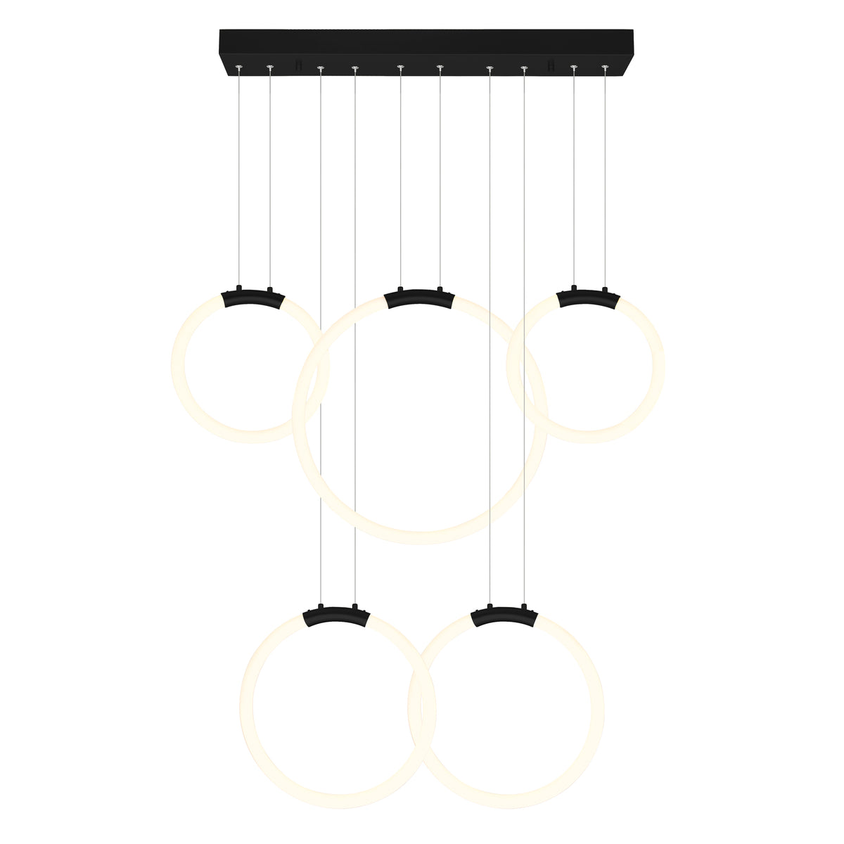 Hoops Integrated LED 44in 5 Ring Black Chandelier