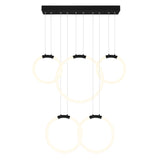 Hoops Integrated LED 44in 5 Ring Black Chandelier