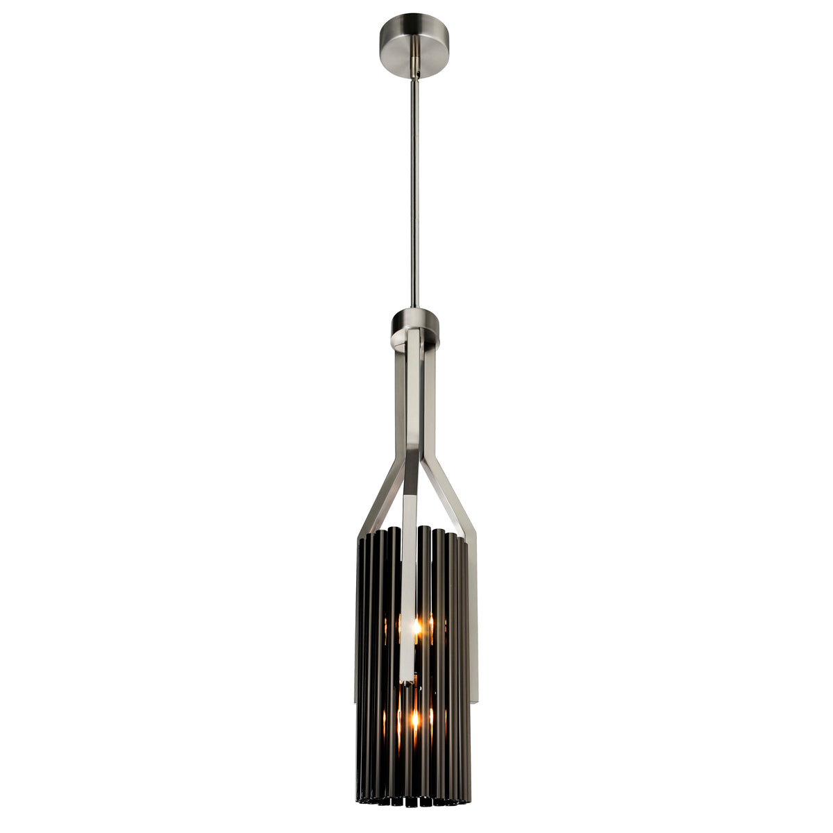 Fermont 6 Light Satin Nickel and Pearl Black Mini Pendant
