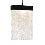 Lava Integrated LED 12in Black Mini Pendant with Handcrafted Glass