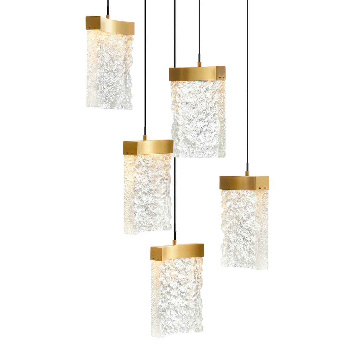 Lava Integrated LED 12in Brass Mini Pendant with Handcrafted Glass