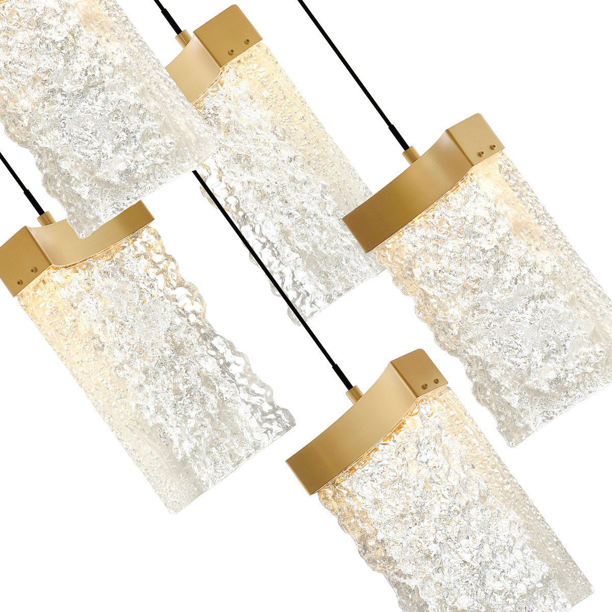 Lava Integrated LED 36in Brass Chandelier with Handcrafted Glass
