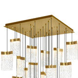 Lava Integrated LED 36in Brass Chandelier with Handcrafted Glass