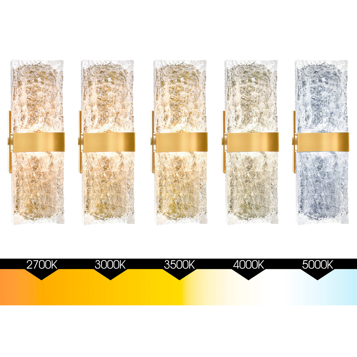 Lava Integrated LED 20in Brass Wall Light with Handcrafted Glass