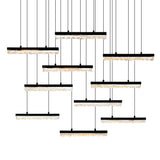 Stagger Integrated LED 48in Black Chandelier with Handcrafted Glass