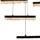 Stagger Integrated LED 48in Black Chandelier with Handcrafted Glass