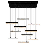 Stagger Integrated LED 48in Black Chandelier with Handcrafted Glass