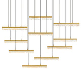 Stagger Integrated LED 48in Brass Chandelier with Handcrafted Glass