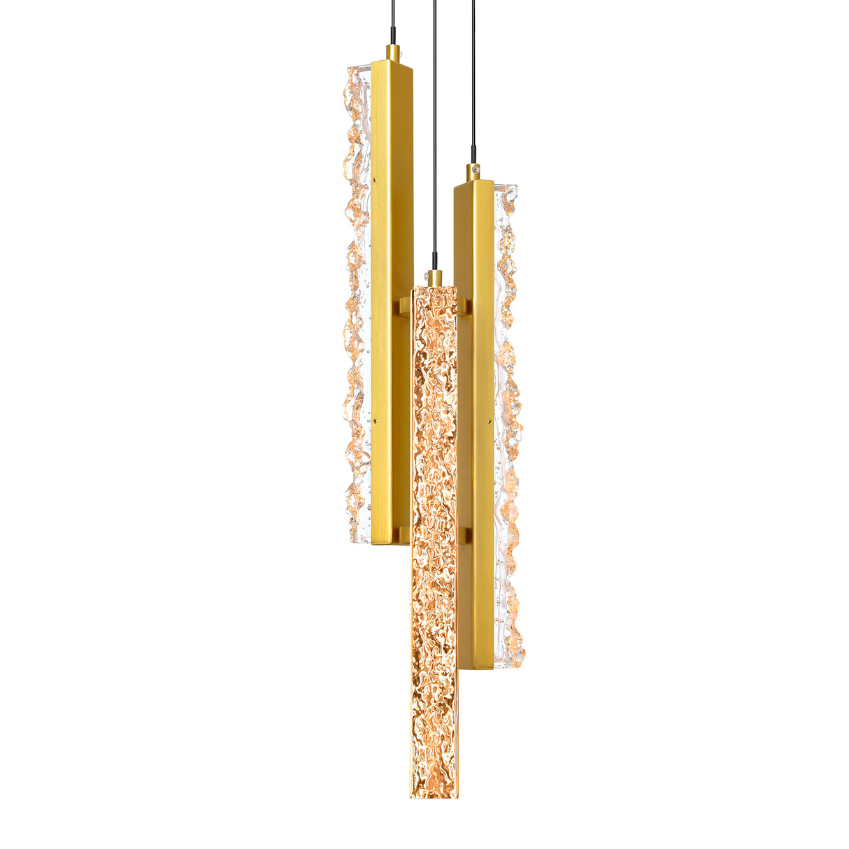 Stagger Integrated LED 6in Brass Mini Pendant with Handcrafted Glass
