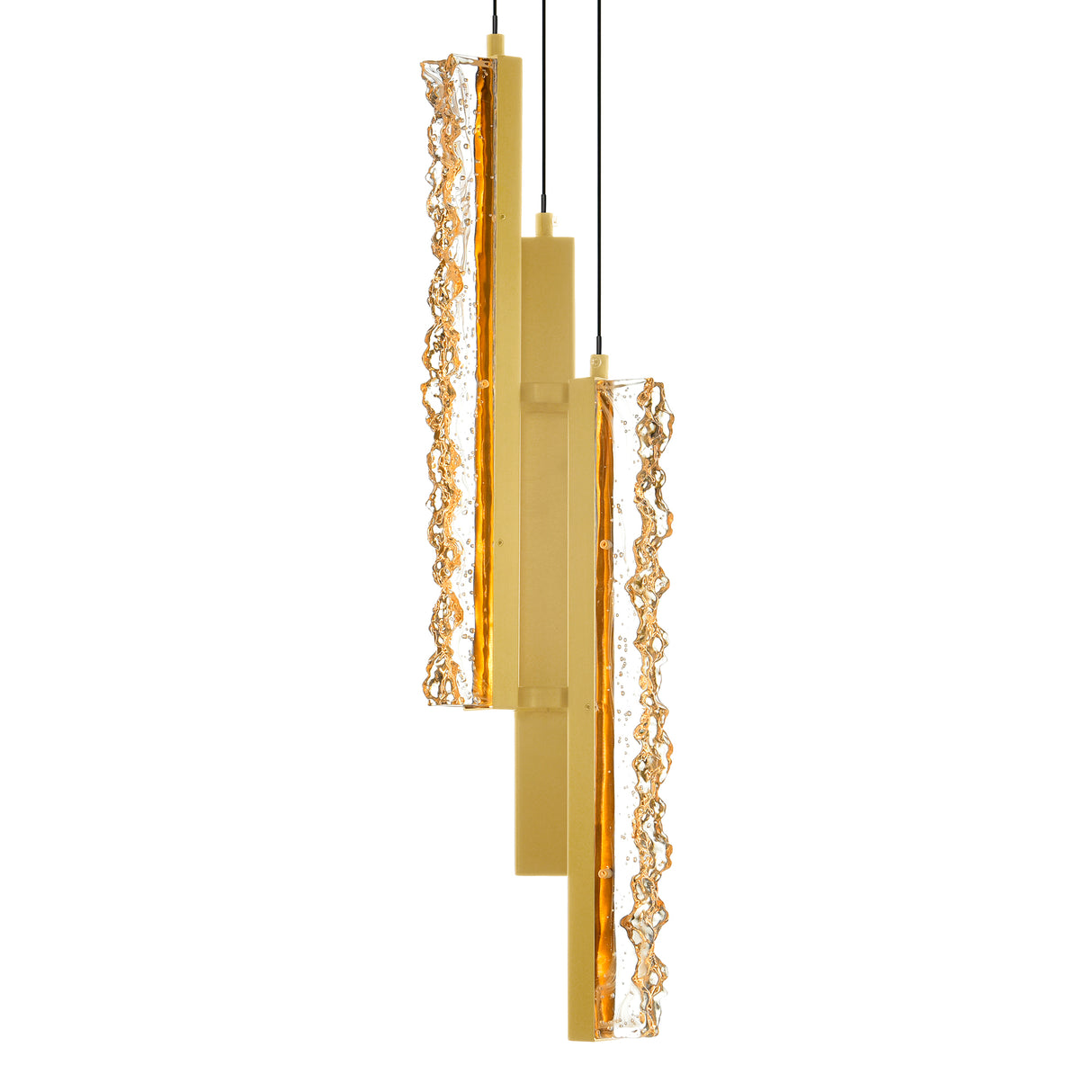 Stagger Integrated LED 6in Brass Mini Pendant with Handcrafted Glass