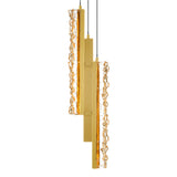 Stagger Integrated LED 6in Brass Mini Pendant with Handcrafted Glass