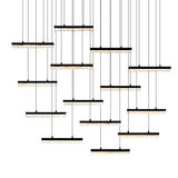 Stagger Integrated LED 60in Black Chandelier with Handcrafted Glass
