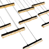 Stagger Integrated LED 60in Black Chandelier with Handcrafted Glass