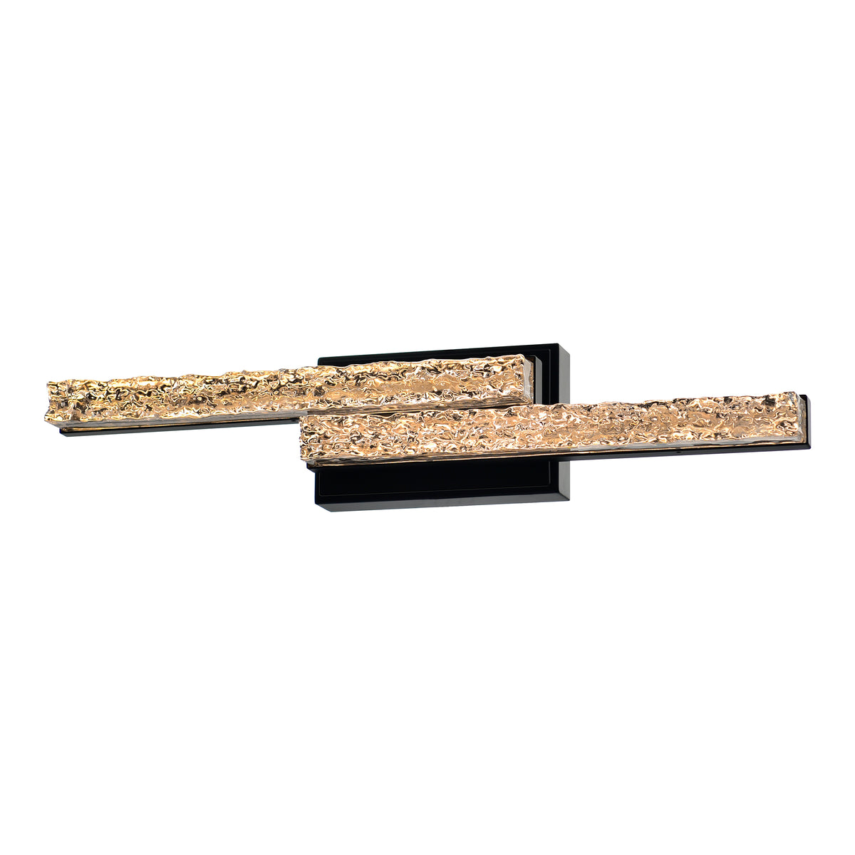 Stagger Integrated LED 24in Black Vanity Light with Handcrafted Glass