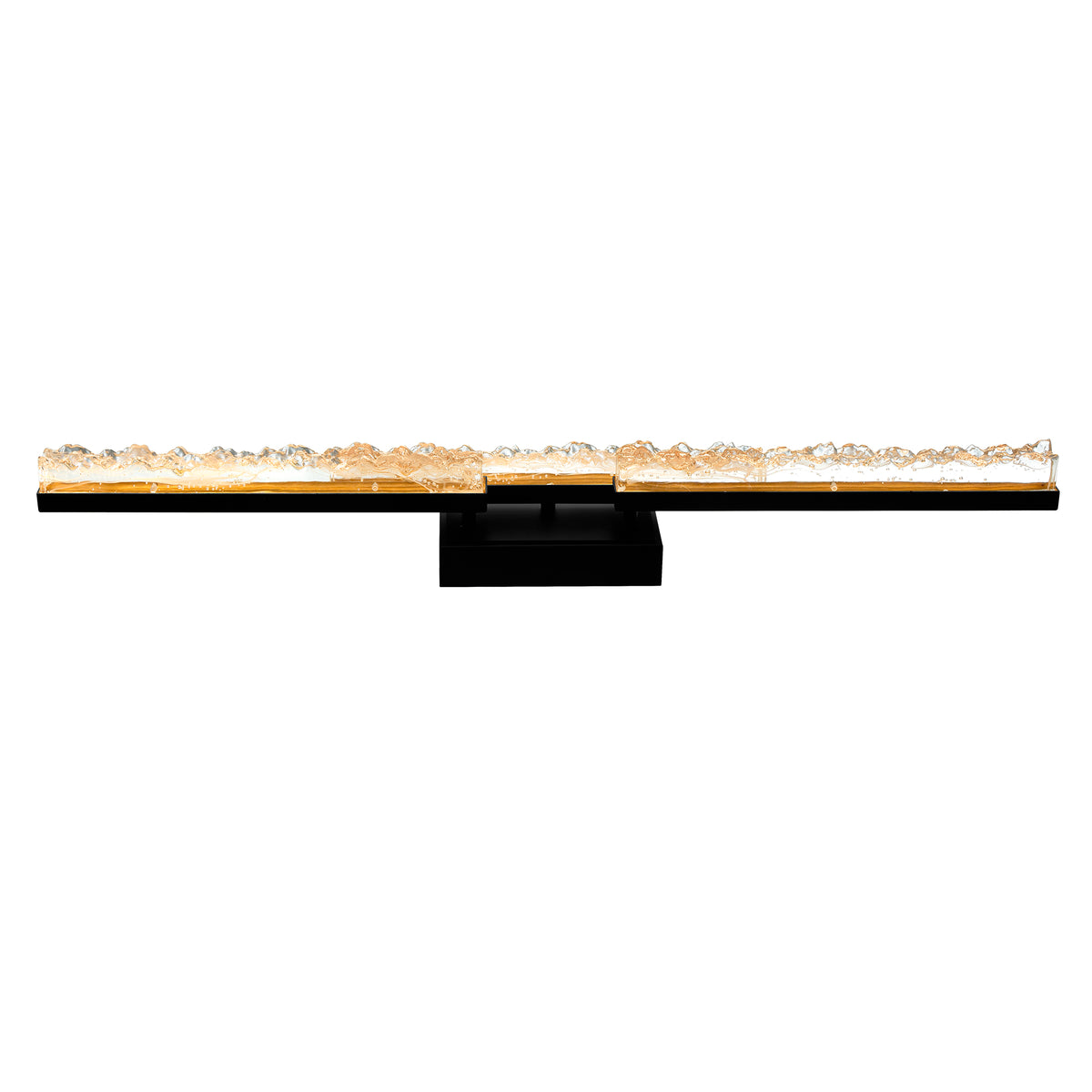 Stagger Integrated LED 36in Black Vanity Light with Handcrafted Glass