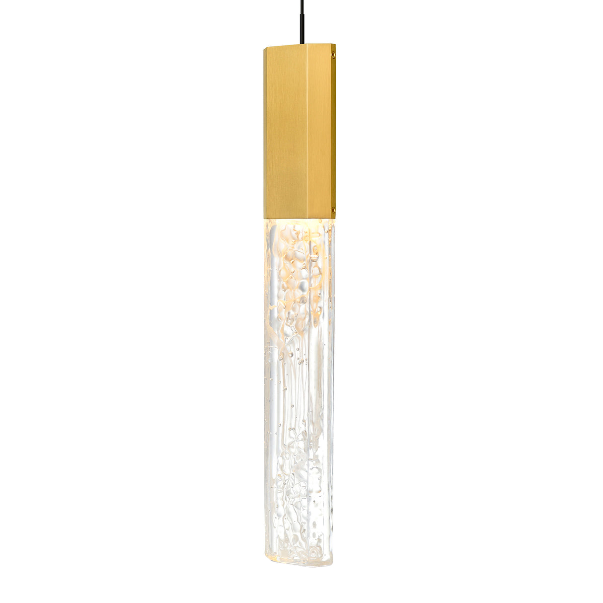 Greta Integrated LED 12in Brass Mini Pendant with Handcrafted Glass