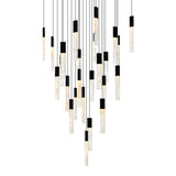 Greta Integrated LED 28in Black Chandelier with Handcrafted Glass