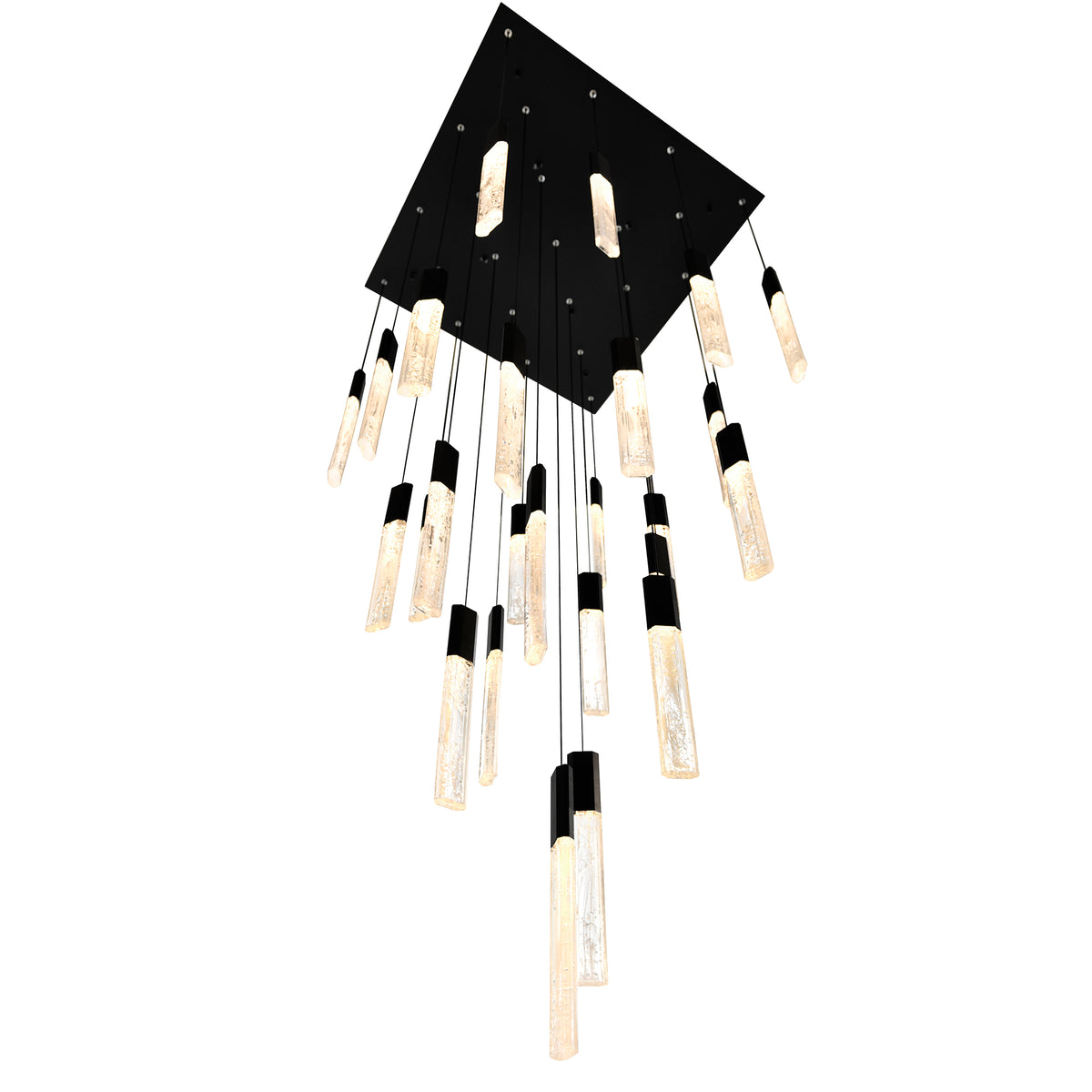 Greta Integrated LED 28in Black Chandelier with Handcrafted Glass