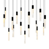 Greta Integrated LED 48in Black Chandelier with Handcrafted Glass