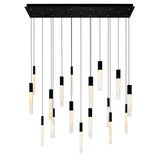 Greta Integrated LED 48in Black Chandelier with Handcrafted Glass