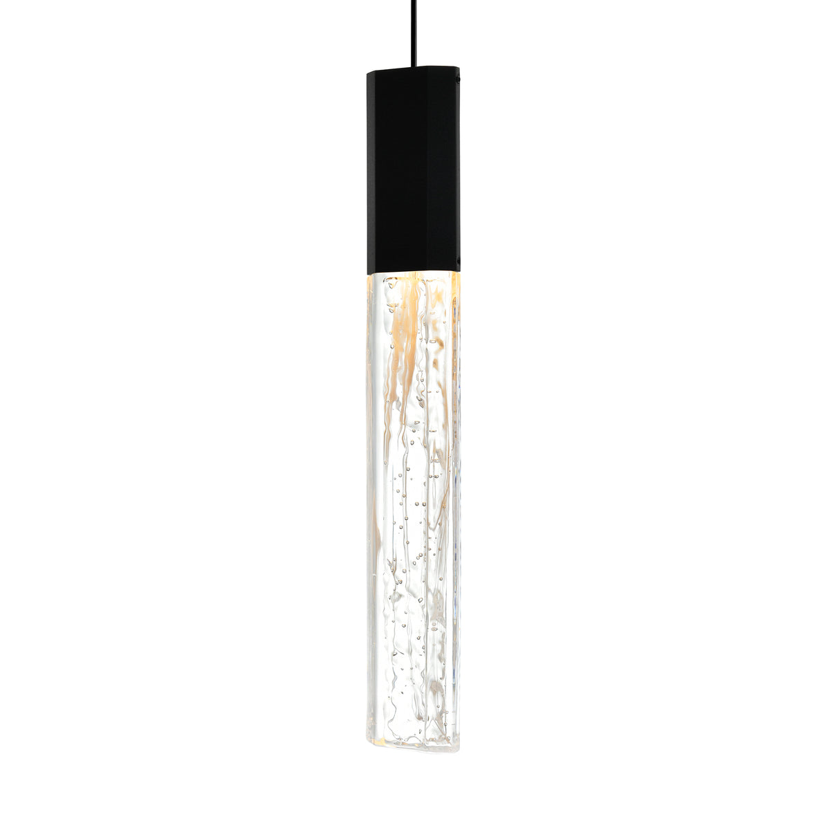 Greta Integrated LED 5in Black Mini Pendant with Handcrafted Glass