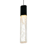 Greta Integrated LED 5in Black Mini Pendant with Handcrafted Glass