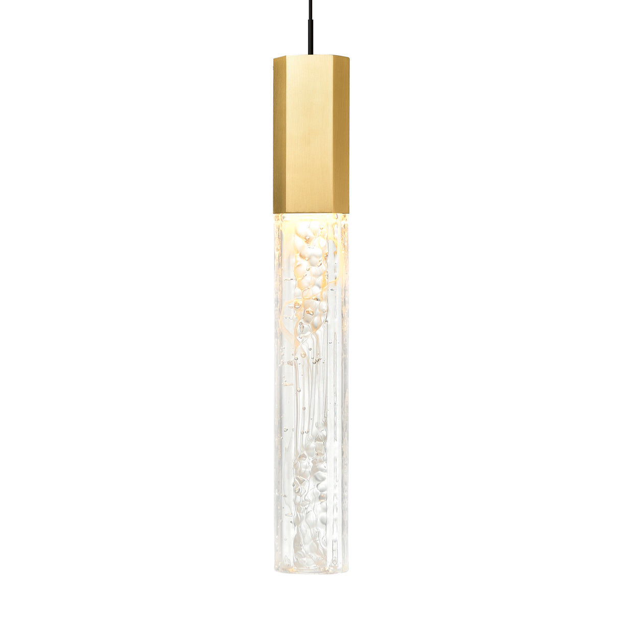 Greta Integrated LED 5in Brass Mini Pendant with Handcrafted Glass