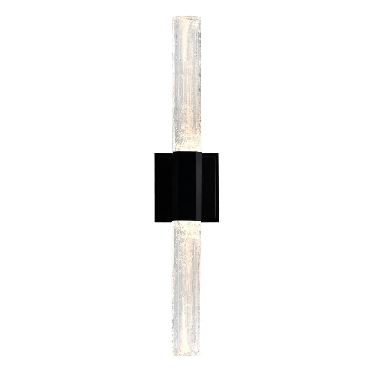 Greta Integrated LED 24in Black Vanity Light with Handcrafted Glass