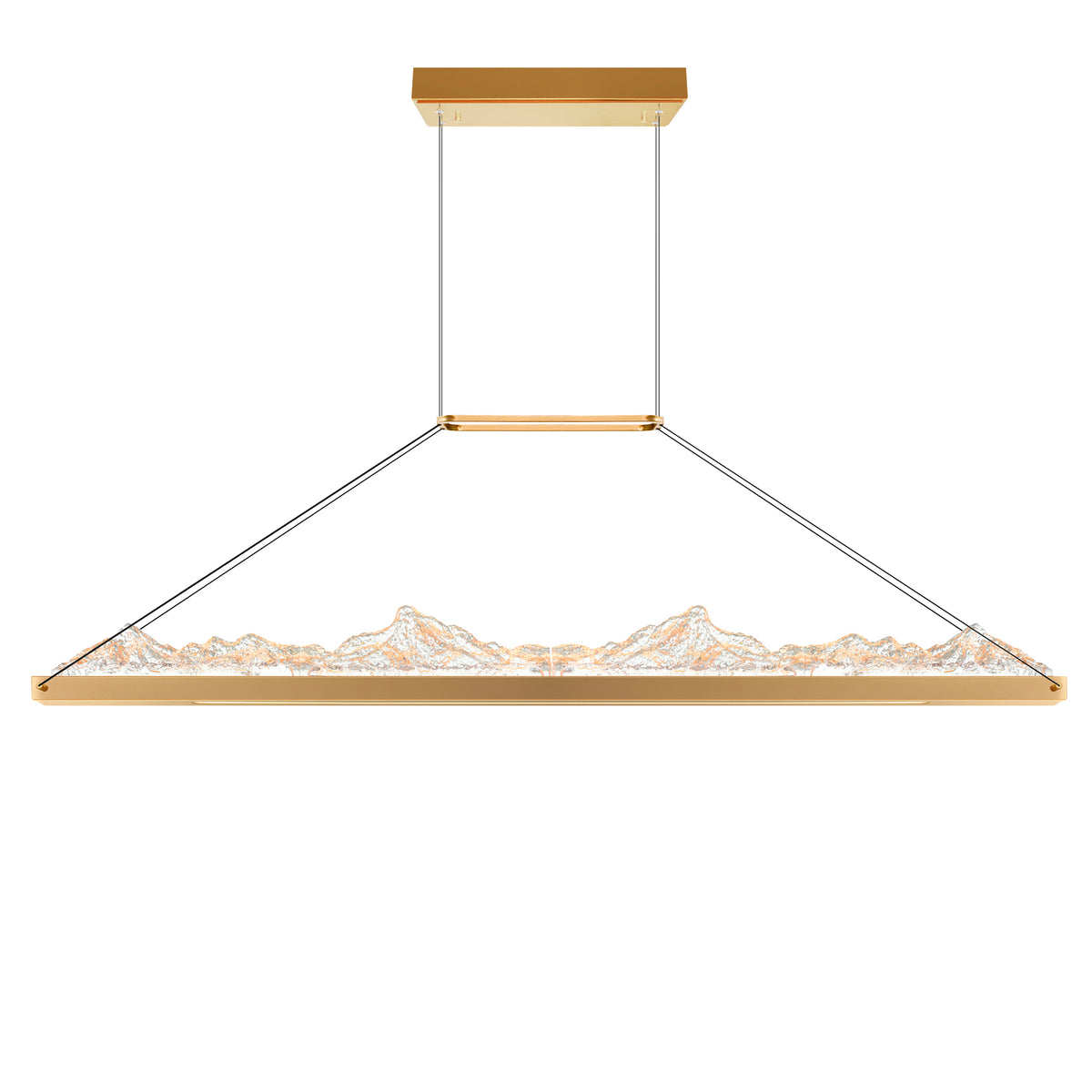 Himalayas Integrated LED 48in Brass Chandelier with Handcrafted Glass