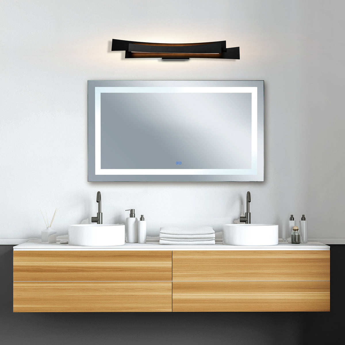 Candora Integrated LED 36in Black Vanity Light