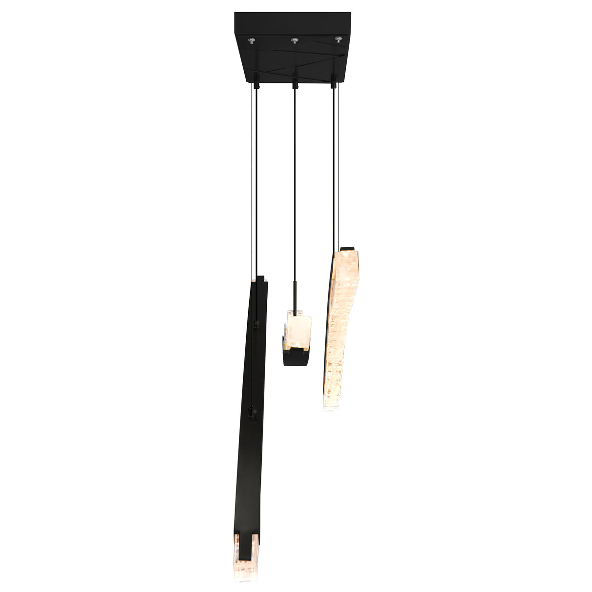 Saber Integrated LED 50in Black Chandelier with Handcrafted Glass