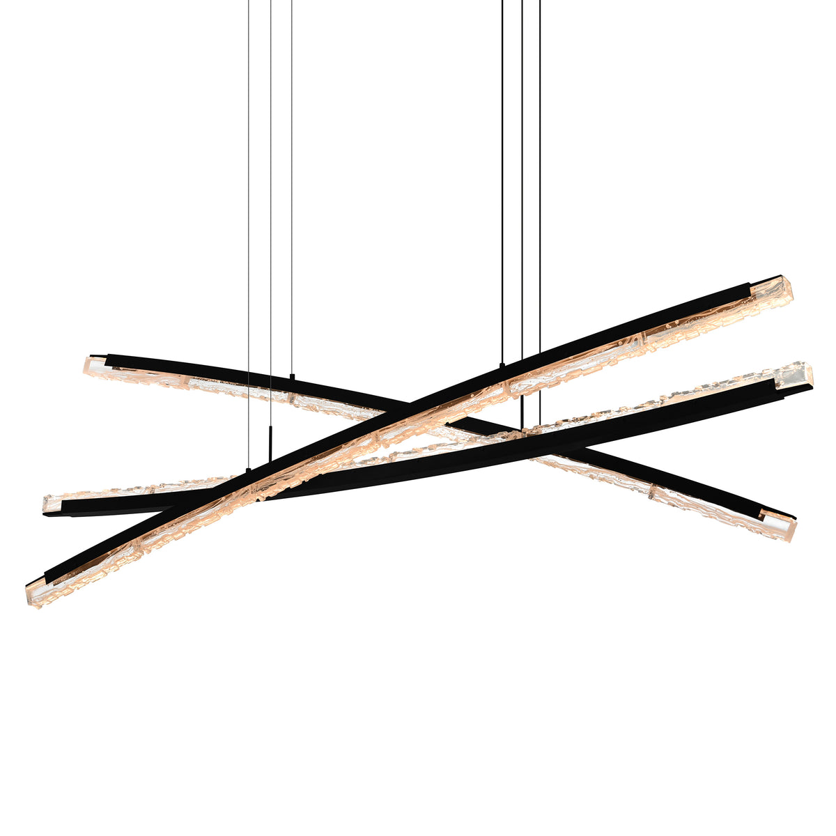 Saber Integrated LED 70in Black Chandelier with Handcrafted Glass
