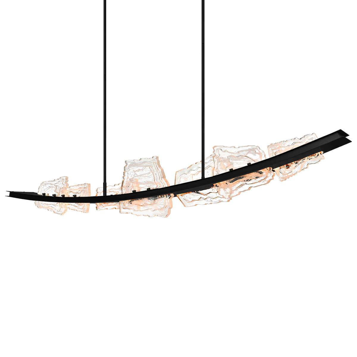 Arcus Integrated LED 70in Black Chandelier with Handcrafted Glass