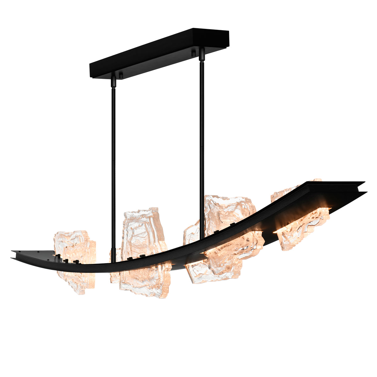 Arcus Integrated LED 70in Black Chandelier with Handcrafted Glass