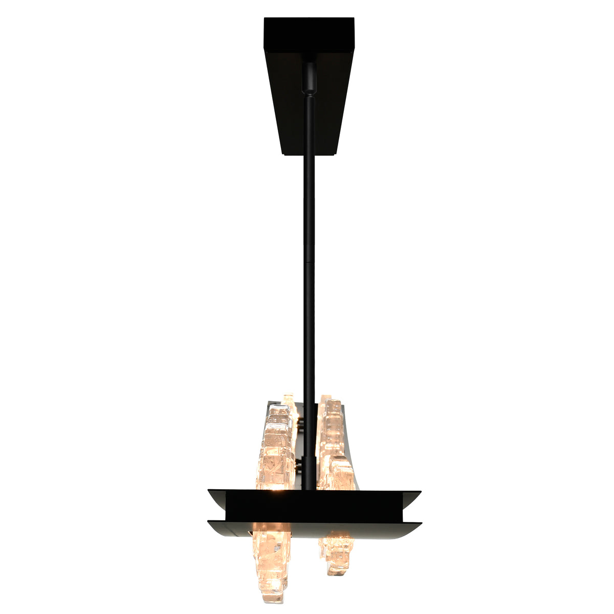Arcus Integrated LED 70in Black Chandelier with Handcrafted Glass